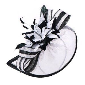 3697 Womens Sinamay Feather Fascinator Cocktail Hat Headband Church Wedding